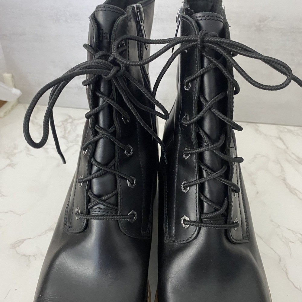 Timberland Sienna High Lace-Up Waterproof Boots Sz 10 Black Leather Heeled - Picture 4 of 15